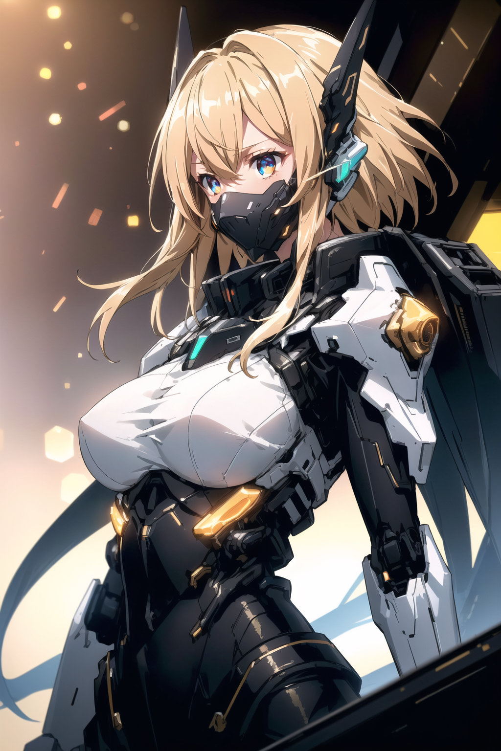22072695-1650465319-cgmech, (face mask, menpo), upper body, underboob,  portrait, robot,white orange armor, white shimmering hair, neon light, 8K, R.png